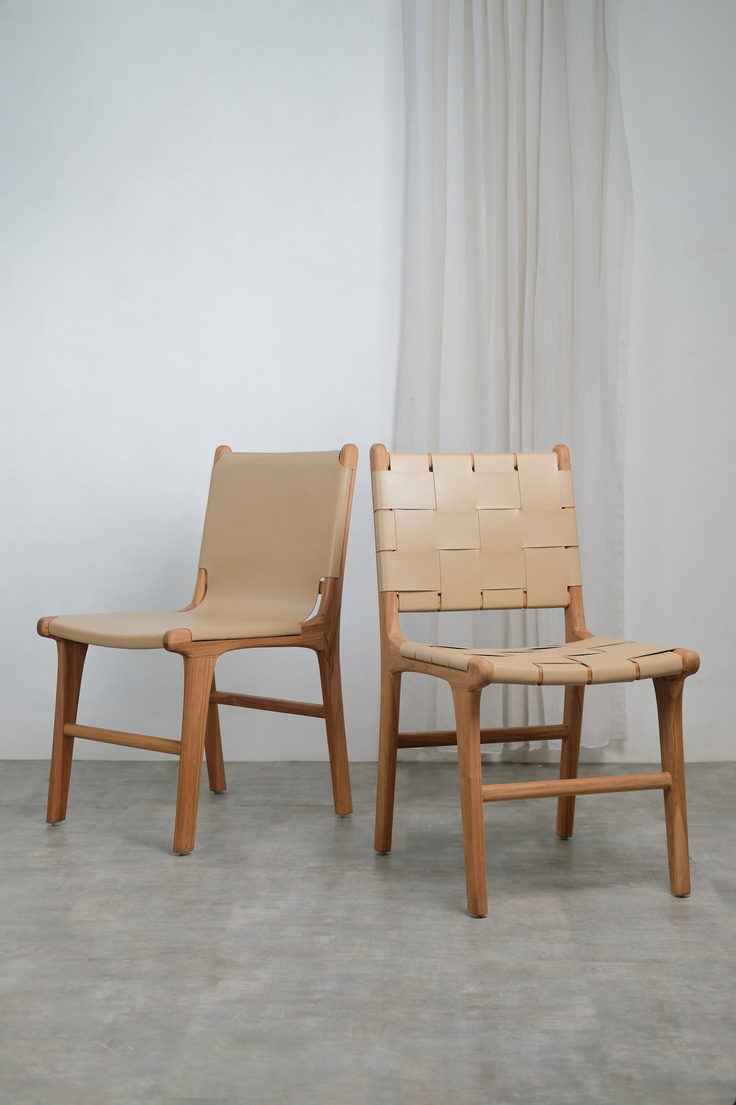 London Dining Chair Rattan back leather seat
