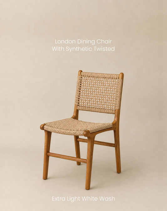 LONDON DINING CHAIR WITH SYNTHETIC TWISTED EXTRA LIGH WHITE WASH