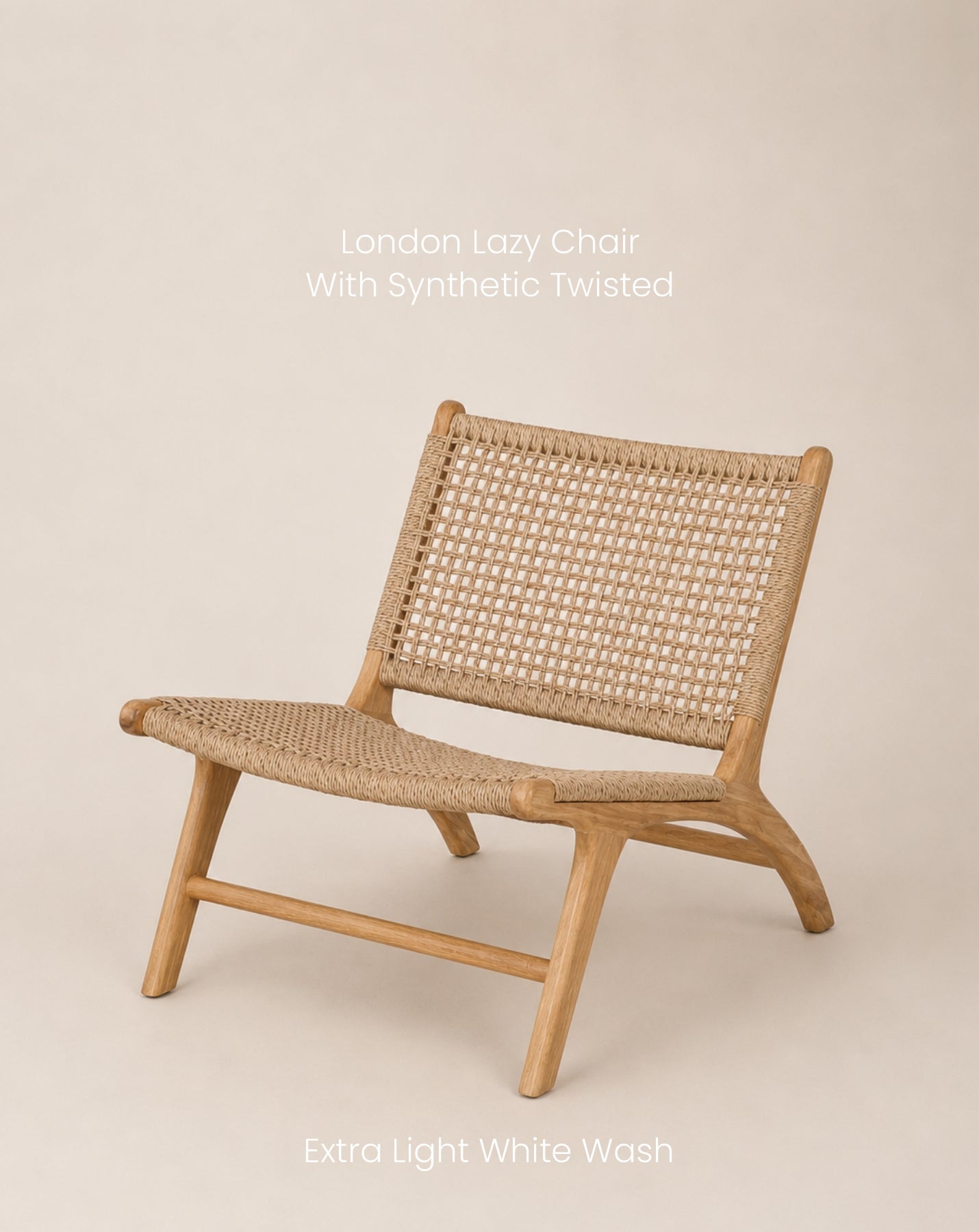 LONDON LAZY CHAIR WITH SYNTHETIC TWISTED EXTRAWHITE WASH