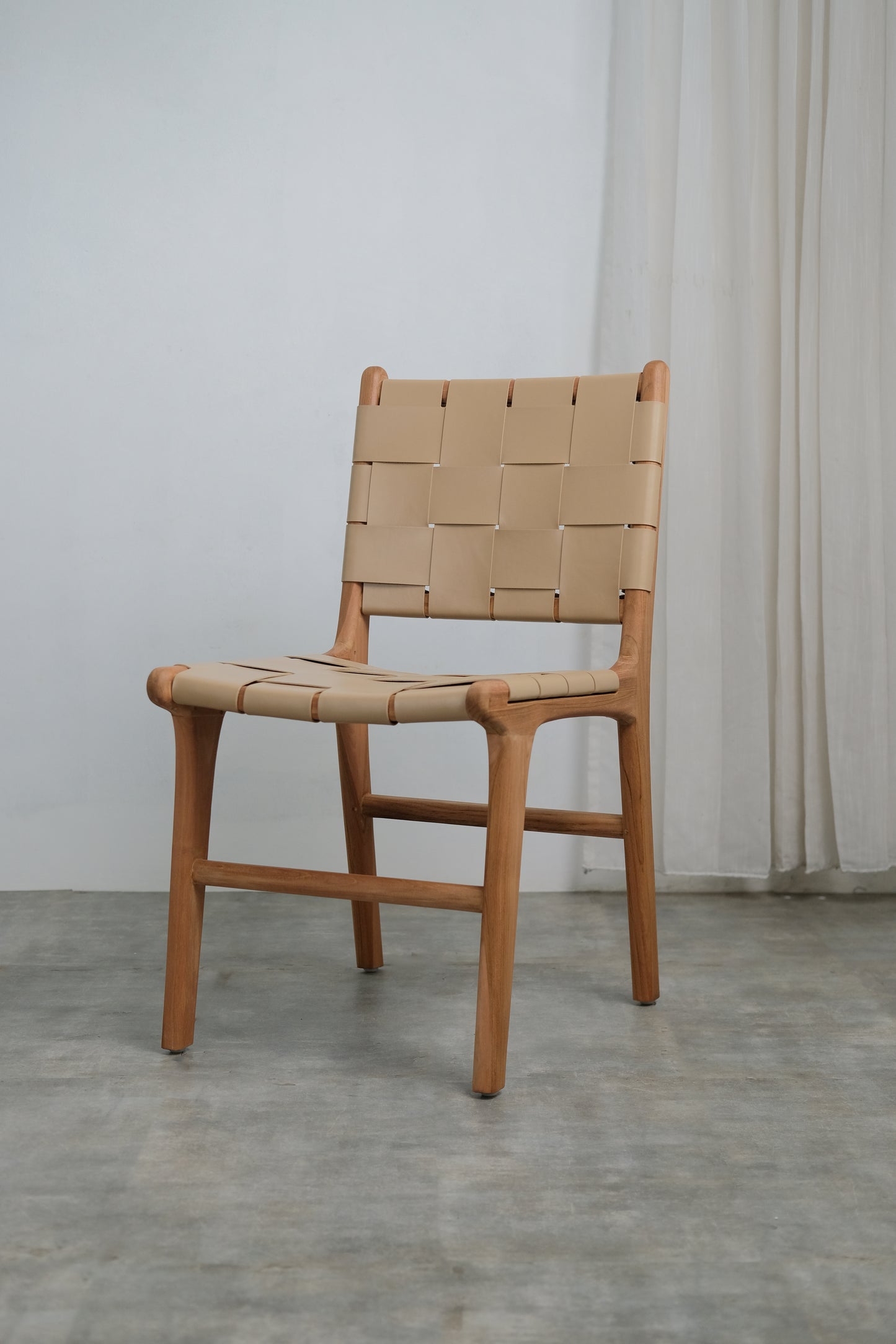 London Dining Chair Rattan back leather seat