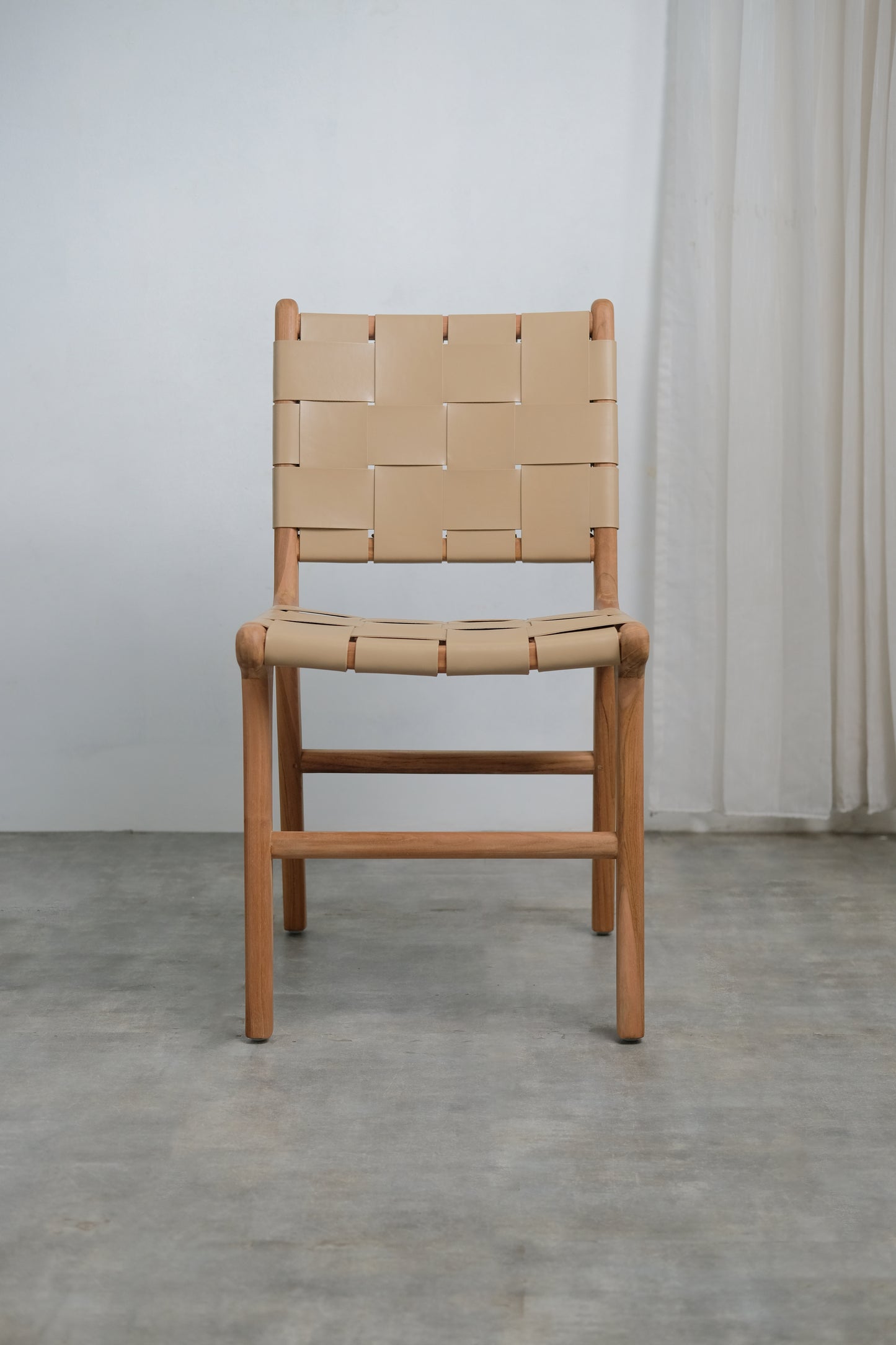 London Dining Chair Rattan back leather seat