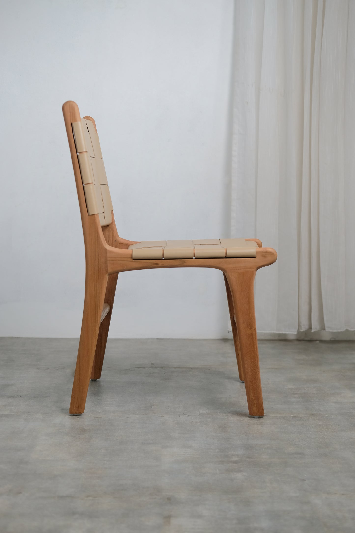 London Dining Chair Rattan back leather seat