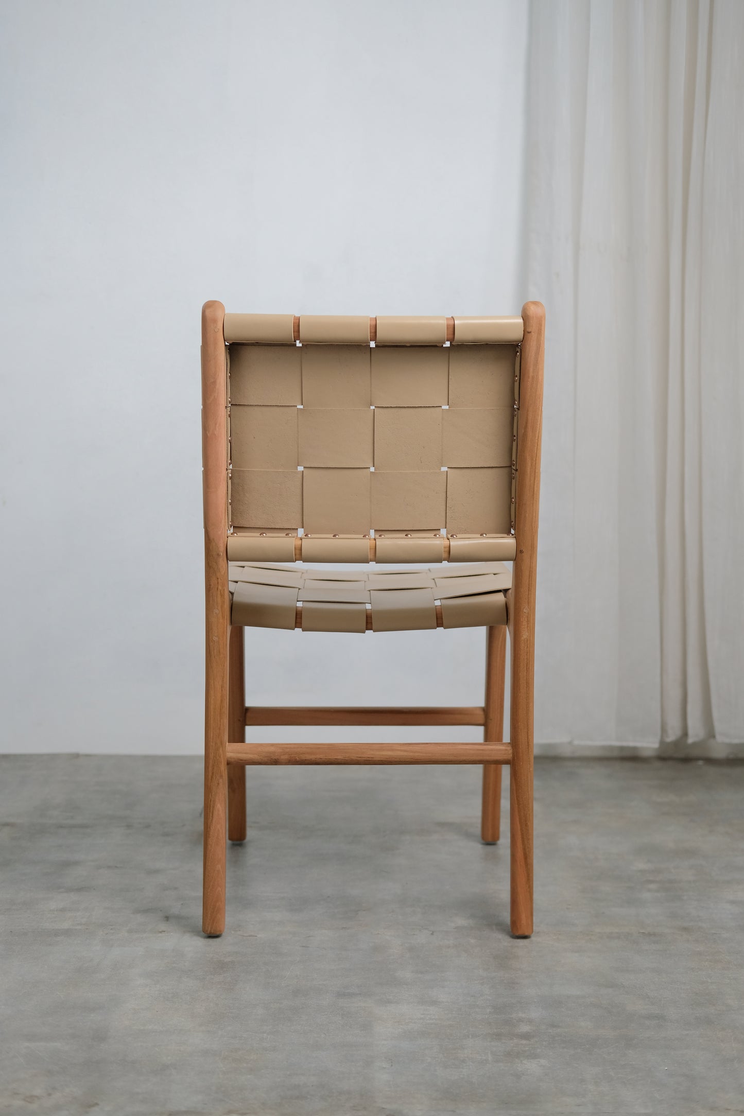 London Dining Chair Rattan back leather seat