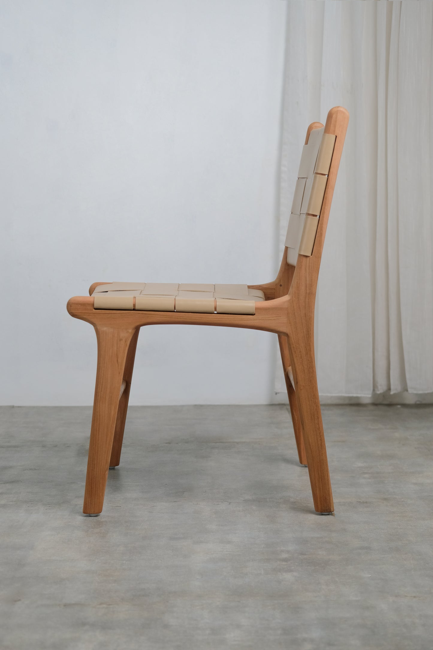 London Dining Chair Rattan back leather seat