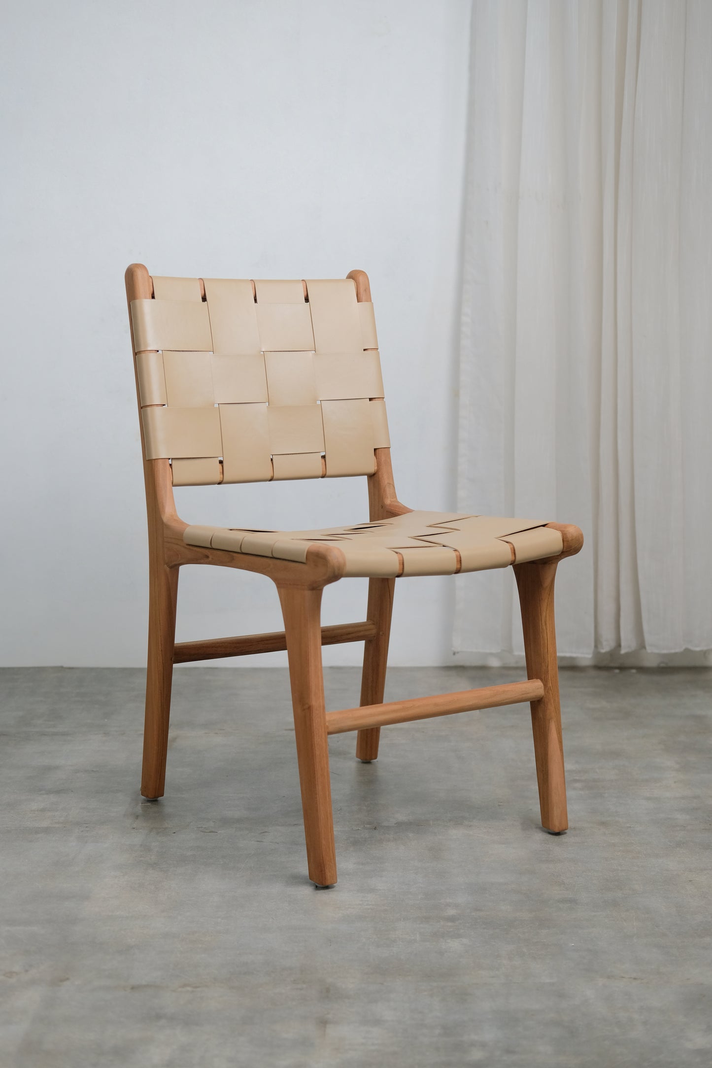 London Dining Chair Rattan back leather seat